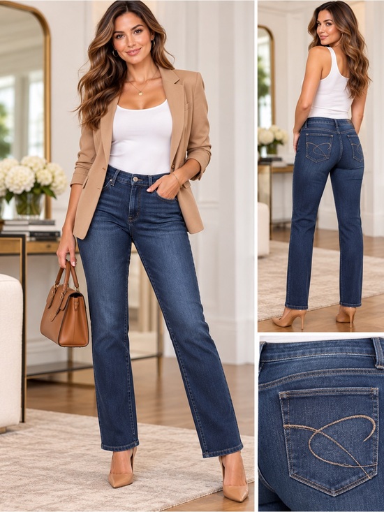 Chico's Pants - Chico’s So Slimming Size 1.5 Dark Wash Stretch Straight Leg Jeans 10/12